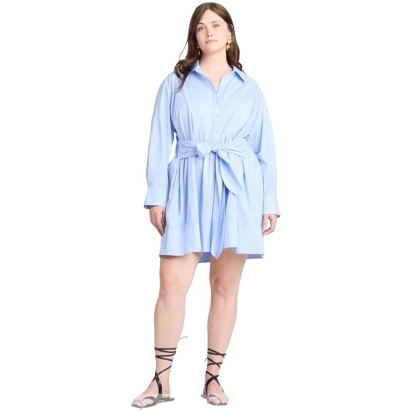 Tanya Tayor Womens‎ 20 Blue Maddy Embroidered Mini Dress Self Tie Belt NEW - Picture 1 of 8